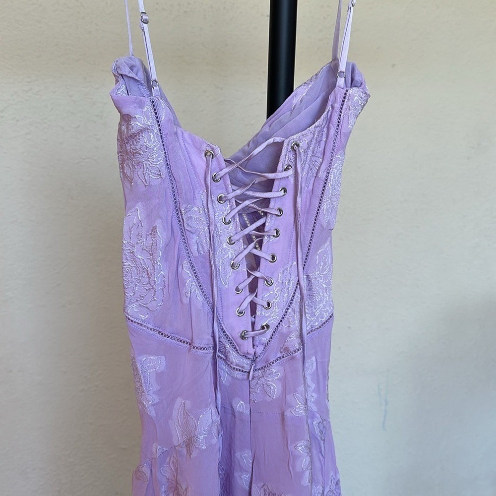 HOUSE OF CB 'Seren' Orchid‎ Floral Lace Back Maxi Dress NWOT size M A-C - Picture 4 of 10